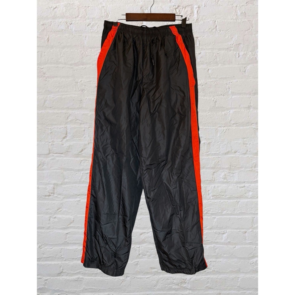Vtg Mens Nike Orange Side Stripe Single Swoosh Track Pants Lined Size M Logo